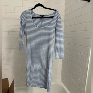 White and Light Blue Stripped Dress